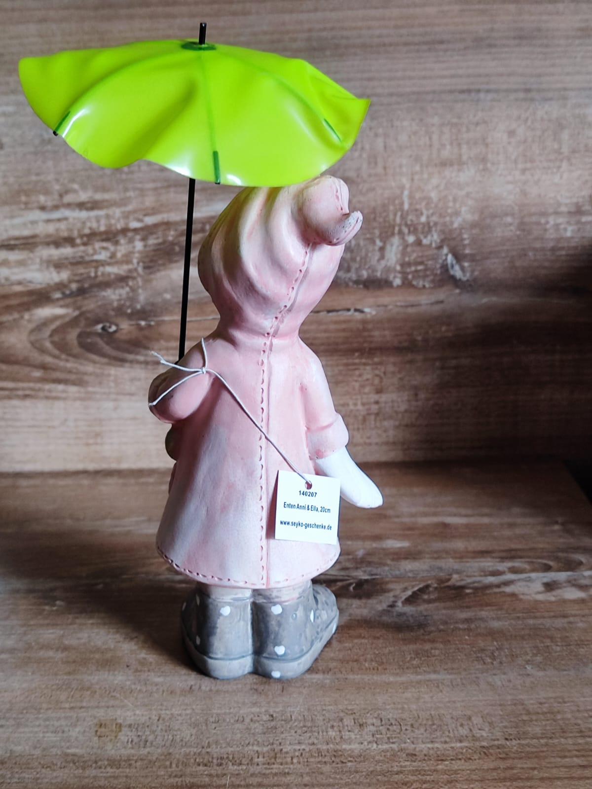 Deko-Ente Anni mit Regenschirm/ Polyresin/ Rosamantel/