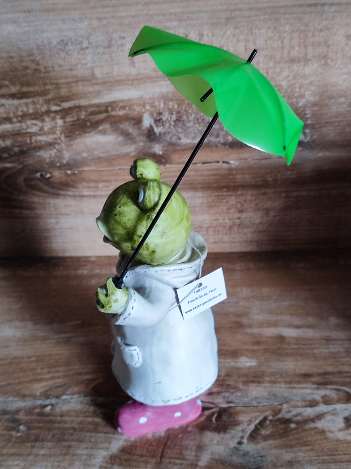 Deko-Frosch Gerda mit Regenschirm/ Polyresin/ Mantel/