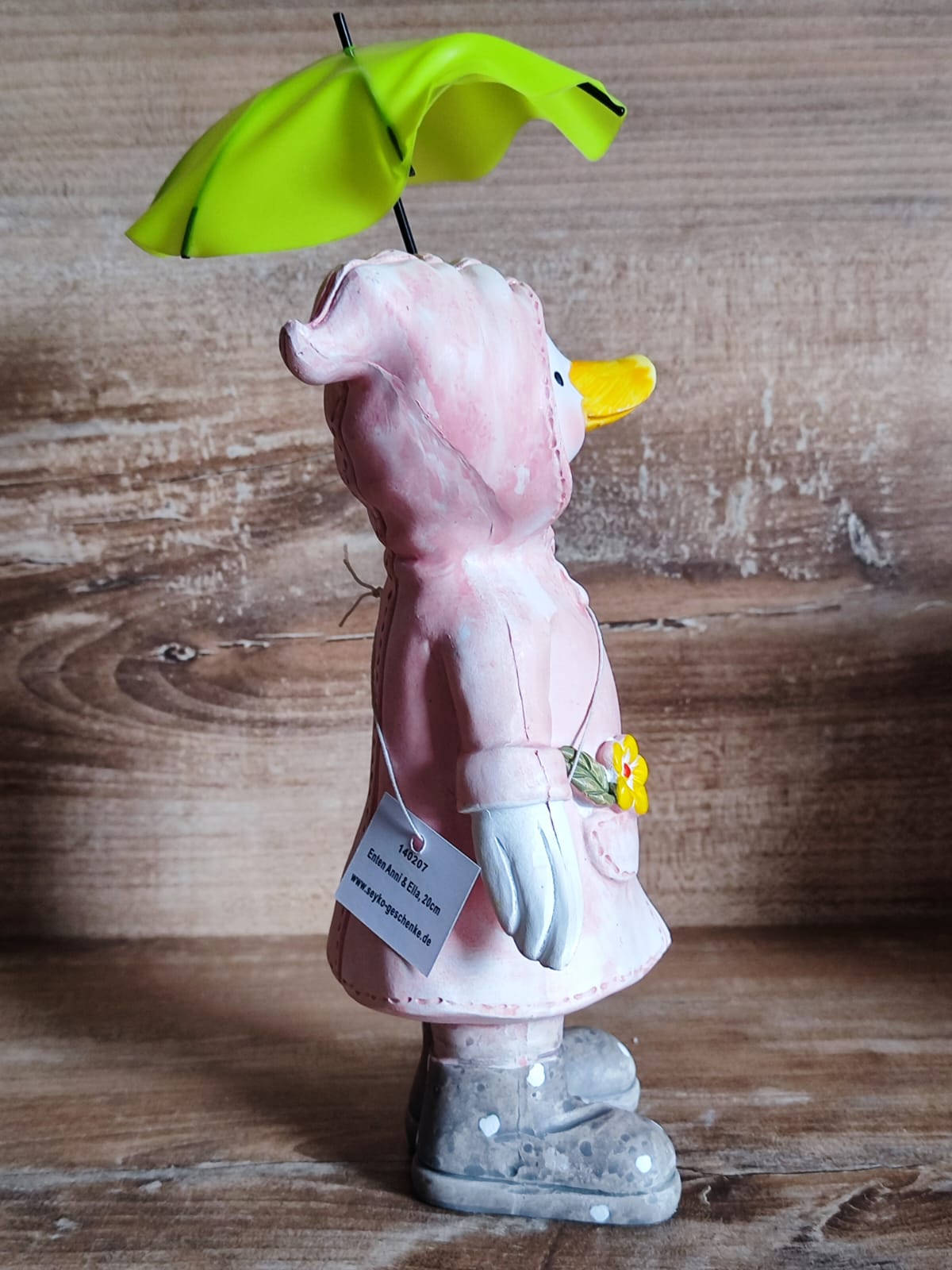 Deko-Ente Anni mit Regenschirm/ Polyresin/ Rosamantel/