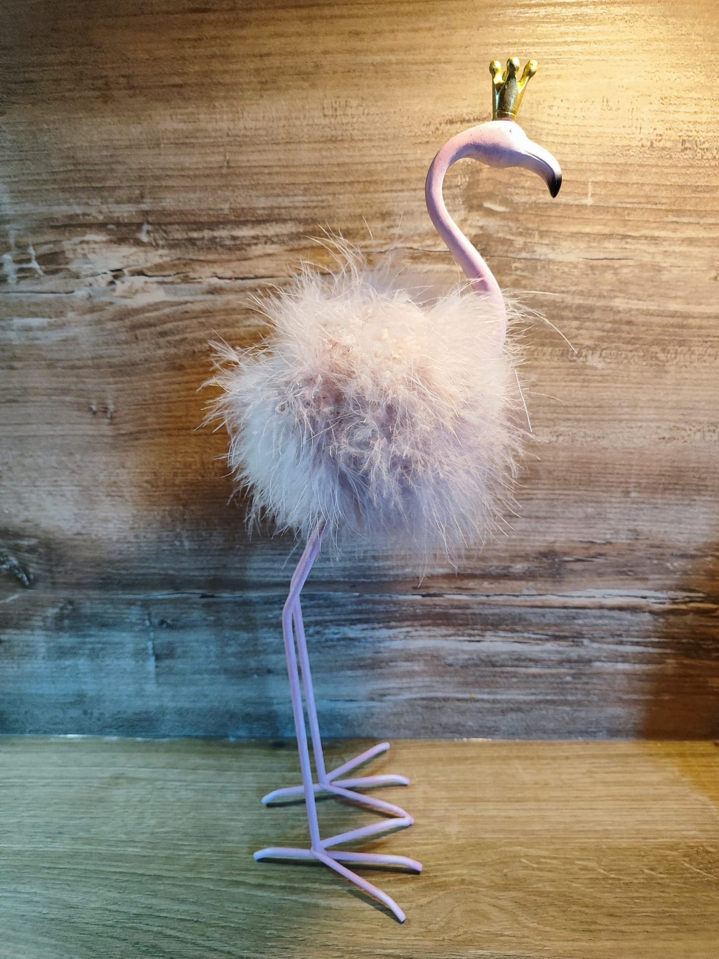 Großer Flamingo/ Rosa/Federn/Metall/Poly/Krone 43,5cm