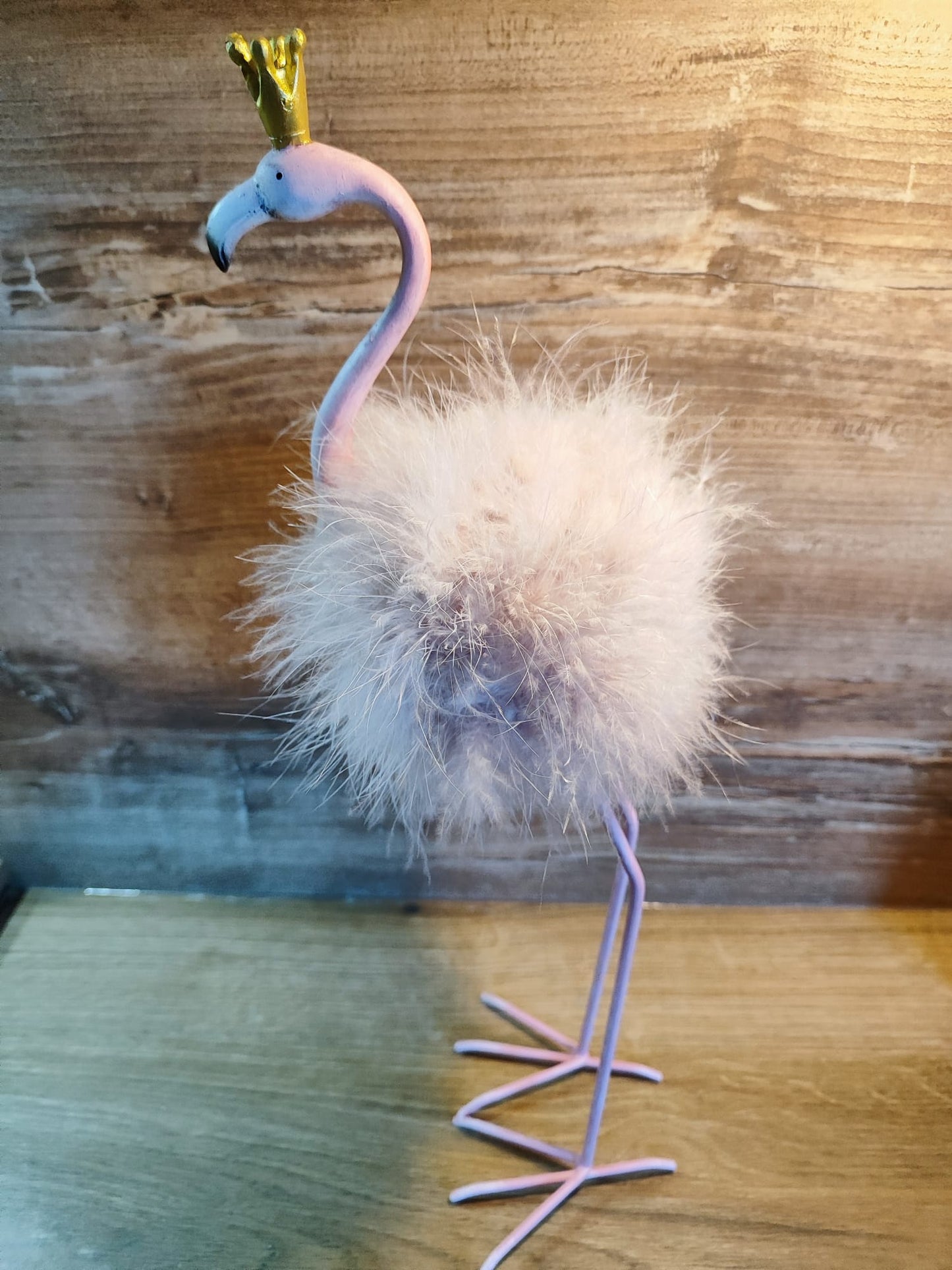 Großer Flamingo/ Rosa/Federn/Metall/Poly/Krone 43,5cm