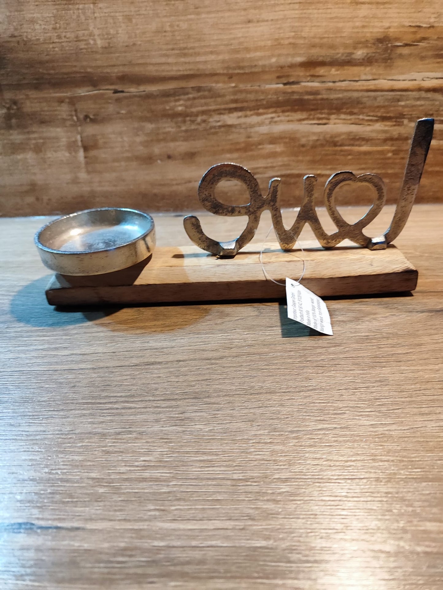 Love-Aufsteller mit Kerzenhalter/Mangoholz/Alu/ Valentinstag , perfektesGeschenk
