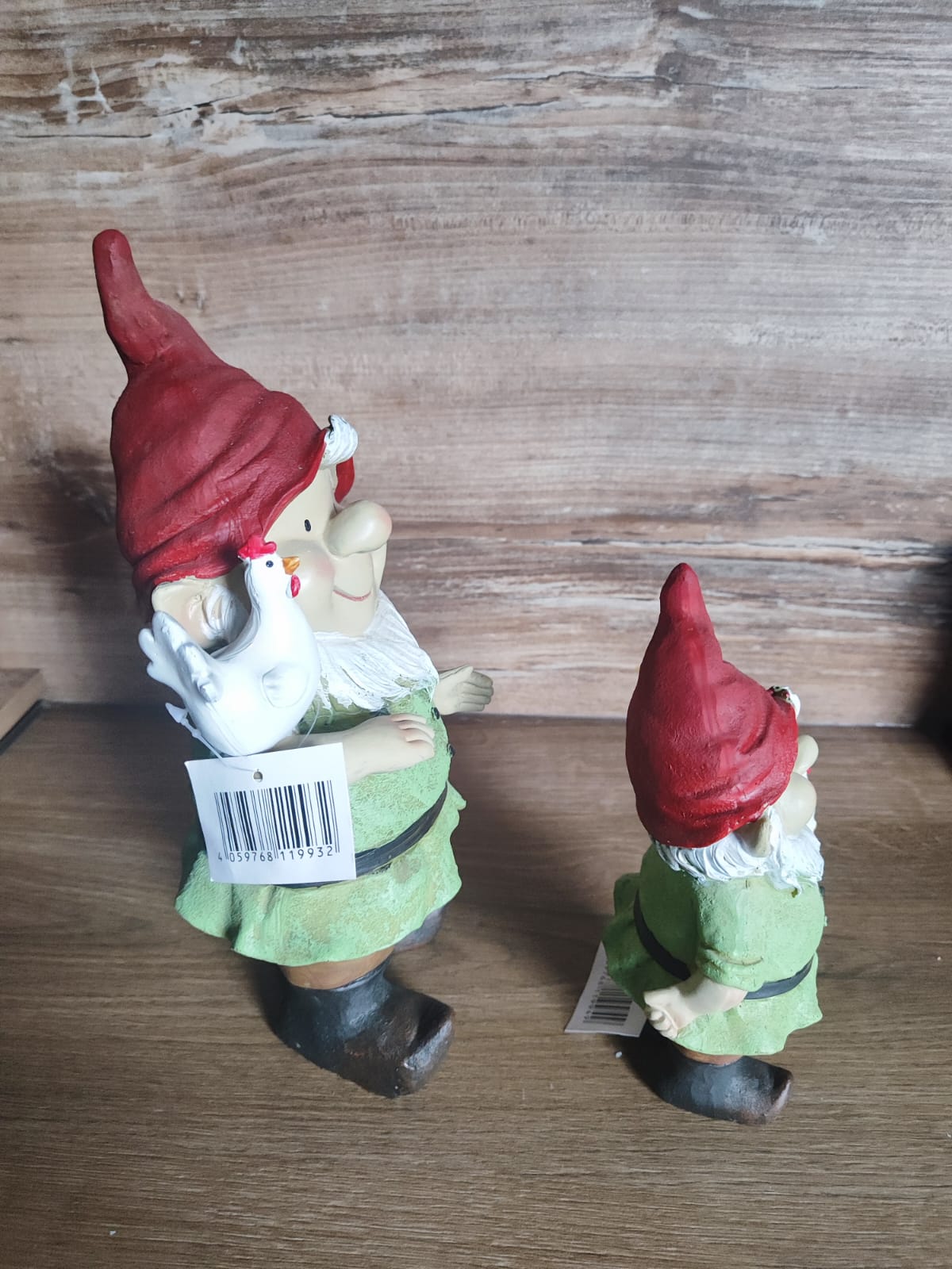 Gartenzwerg Erwin und Rudi mit Huhn/ 2er Set/ Poly/ Garten/Geschenkidee/ 30/20,5