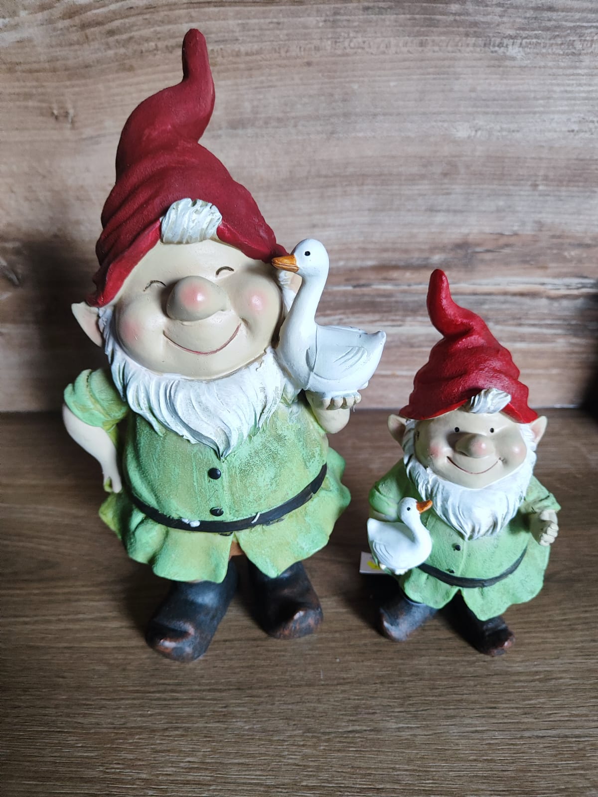 Gartenzwerg Rudi und Erwin mit Gans/ 2er Set/ Poly/ Garten/Geschenkidee/ 30/20,5