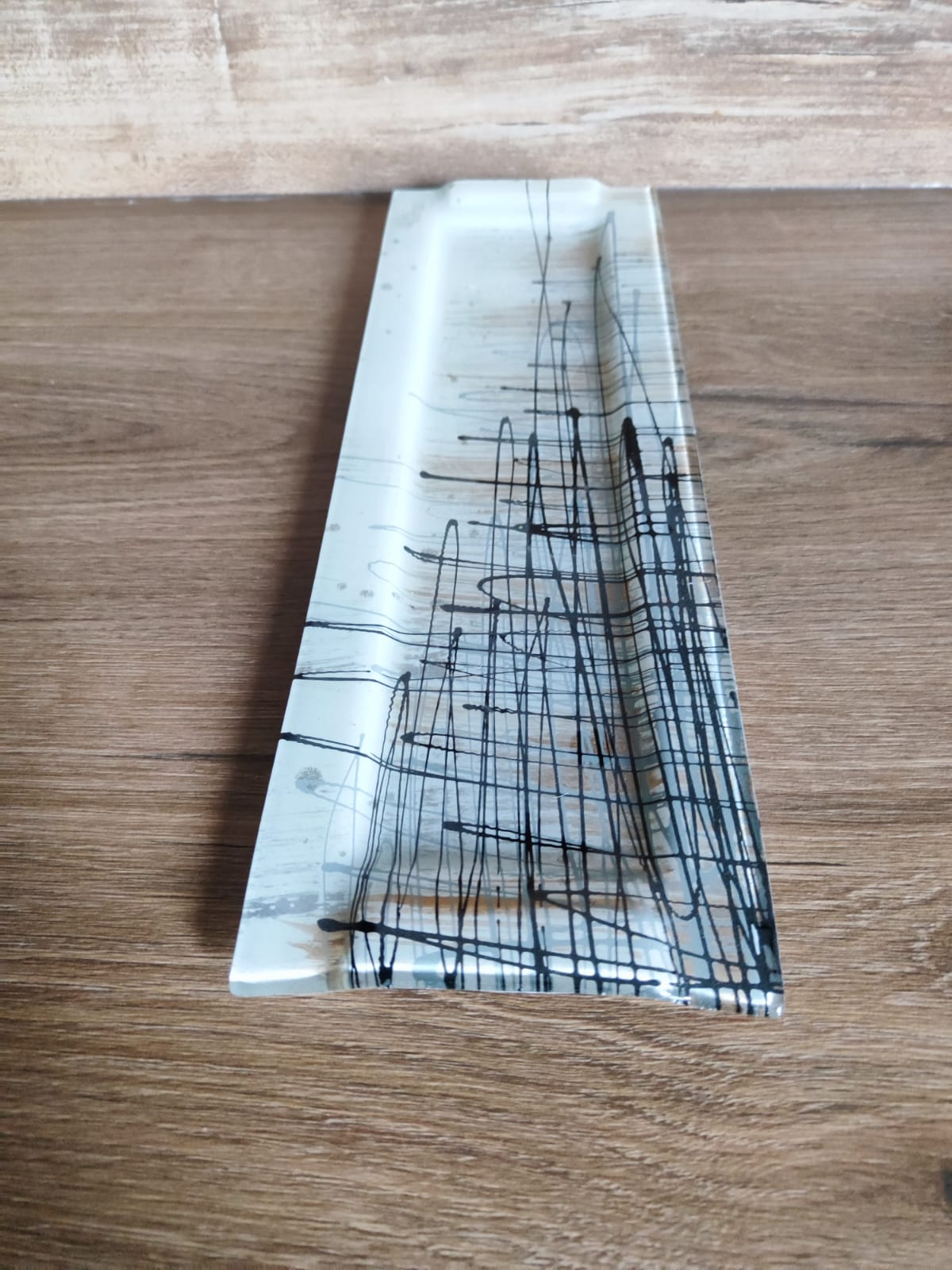 Glas-Platte/Abstraktikus/ schönes Design/ 38,5cm/Seyko/