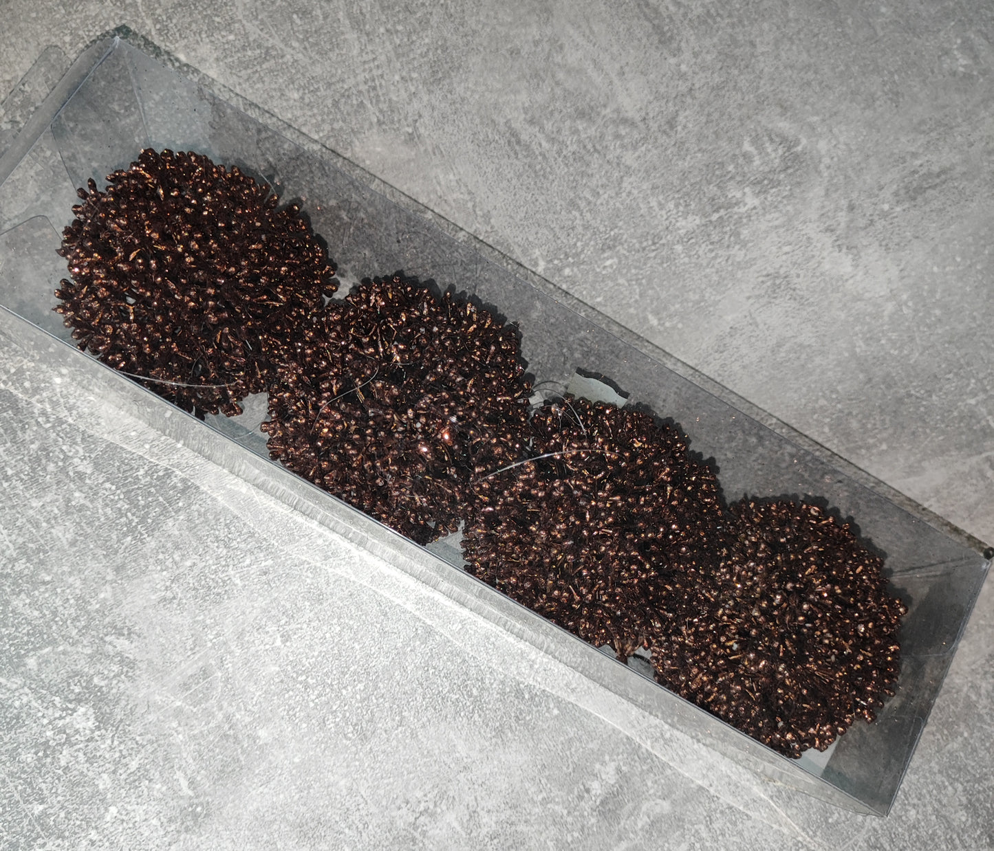 4er Braune Deko-Kugeln 8 cm Durchmesser, Tischdeko, Bastelbedarf