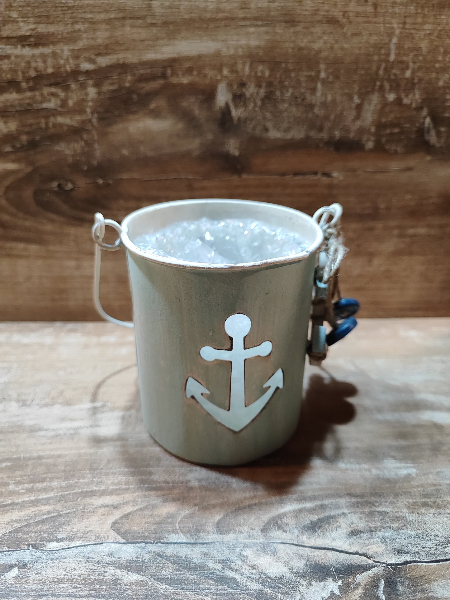 Teelichthalter/Maritim/Glas/Metall/ Ankermotiv mit Anker
