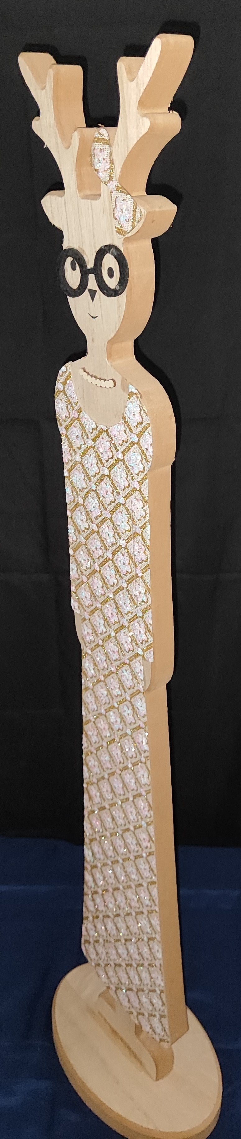 Holz Hirsch Frau, 19x80 cm, Glitzer