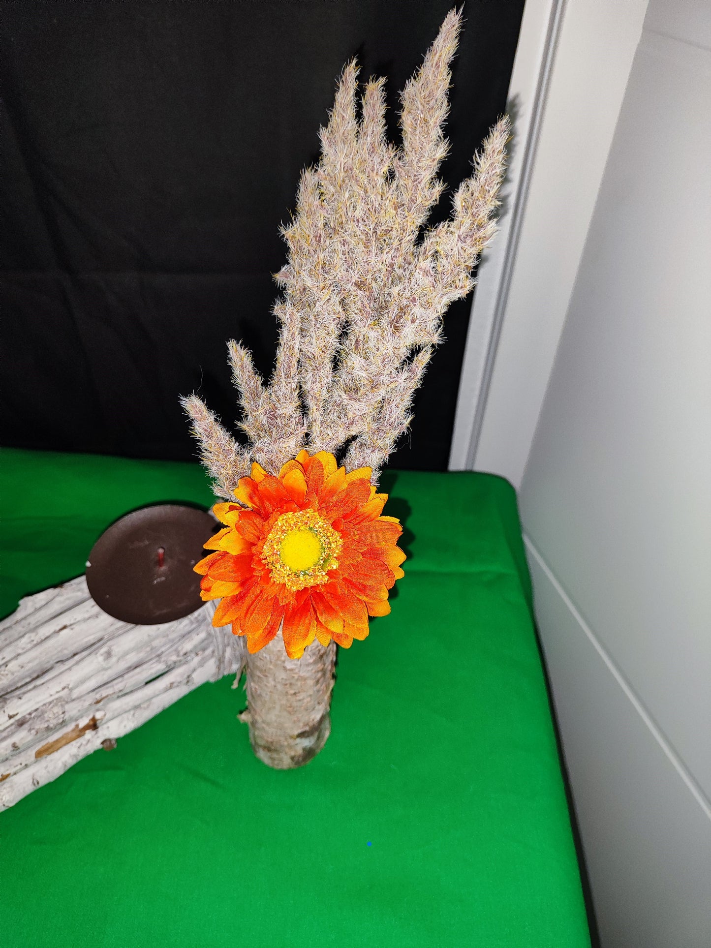 2er Set Kerzenhalter/ Blumenvase aus Holz mit Reagenzglas