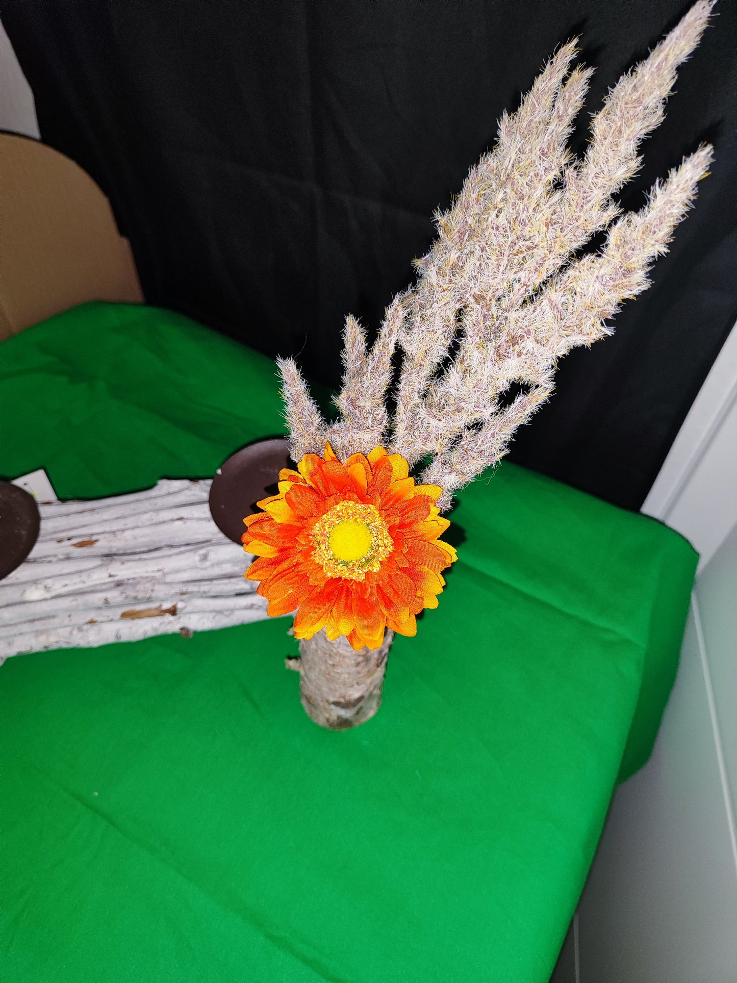 2er Set Kerzenhalter/ Blumenvase aus Holz mit Reagenzglas