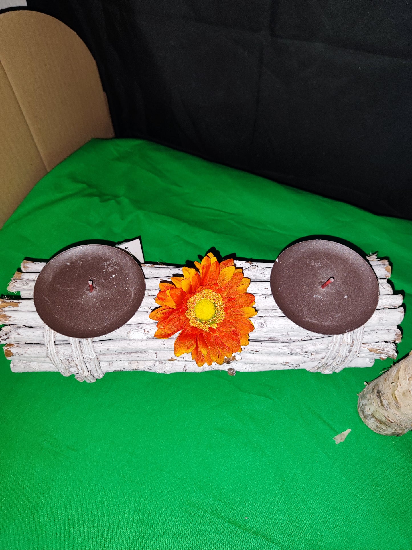 2er Set Kerzenhalter/ Blumenvase aus Holz mit Reagenzglas