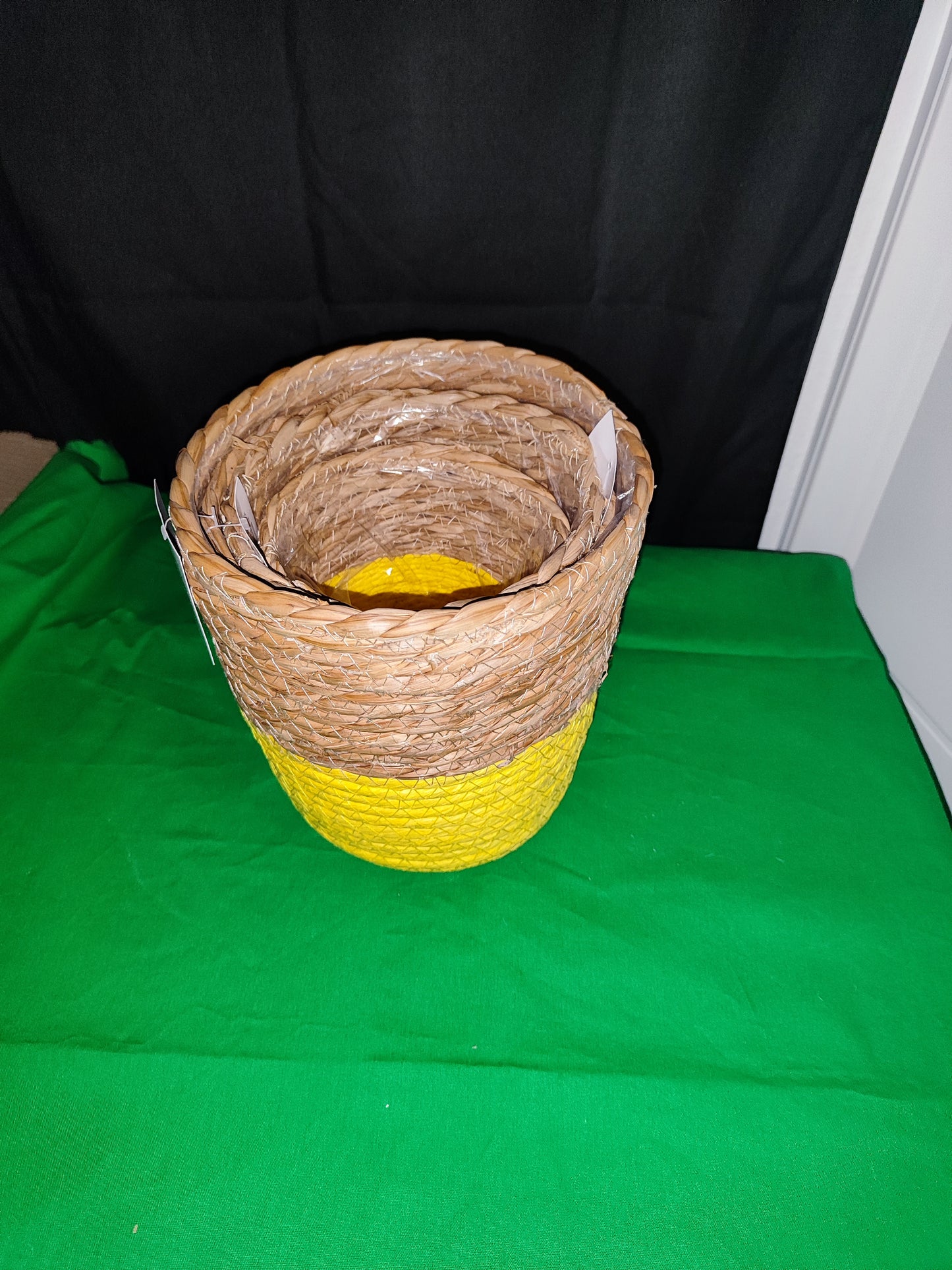 4er Set Pflanzkörbe, Naturprodukt, Gelb