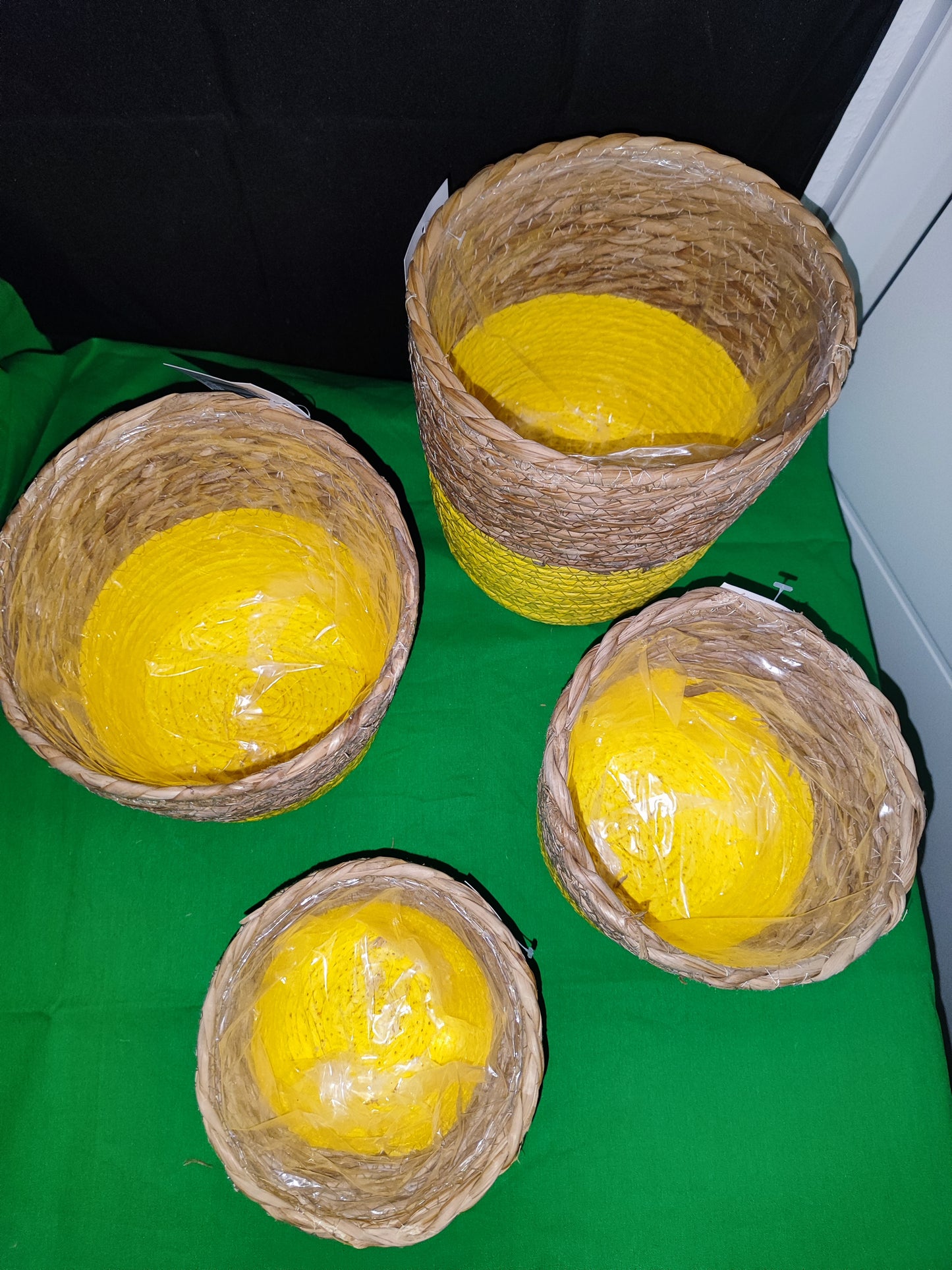 4er Set Pflanzkörbe, Naturprodukt, Gelb
