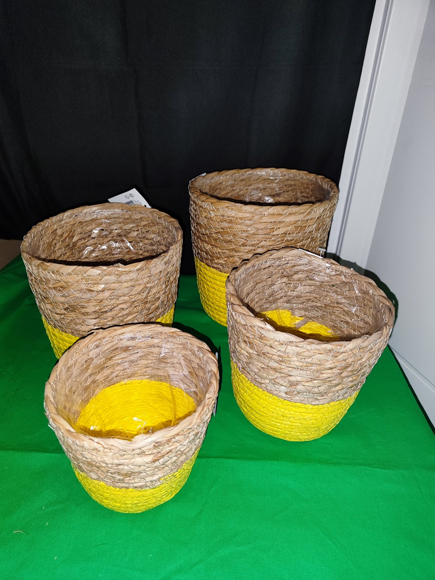 4er Set Pflanzkörbe, Naturprodukt, Gelb