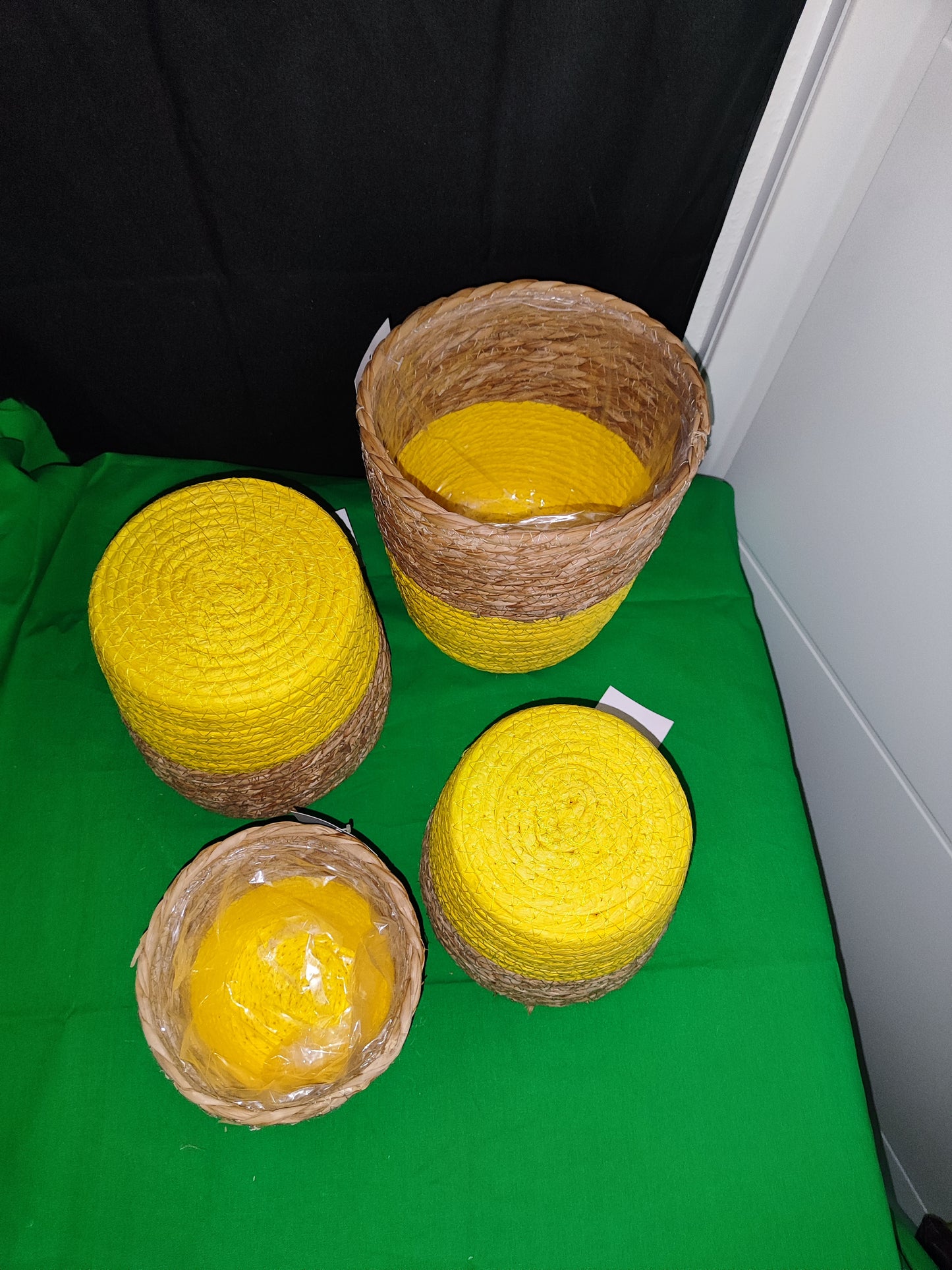 4er Set Pflanzkörbe, Naturprodukt, Gelb