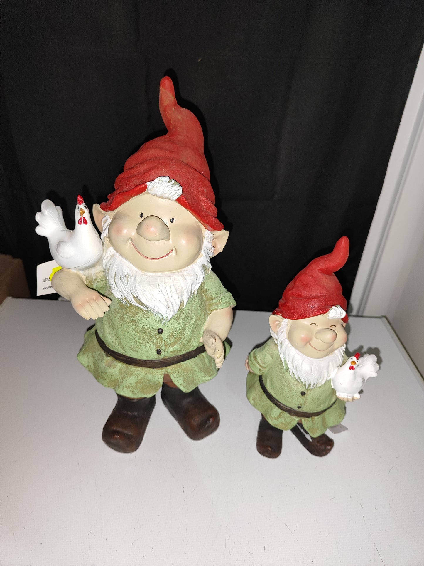 Gartenzwerg Erwin und Rudi mit Huhn/ 2er Set/ Poly/ Garten/Geschenkidee/ 30/20,5