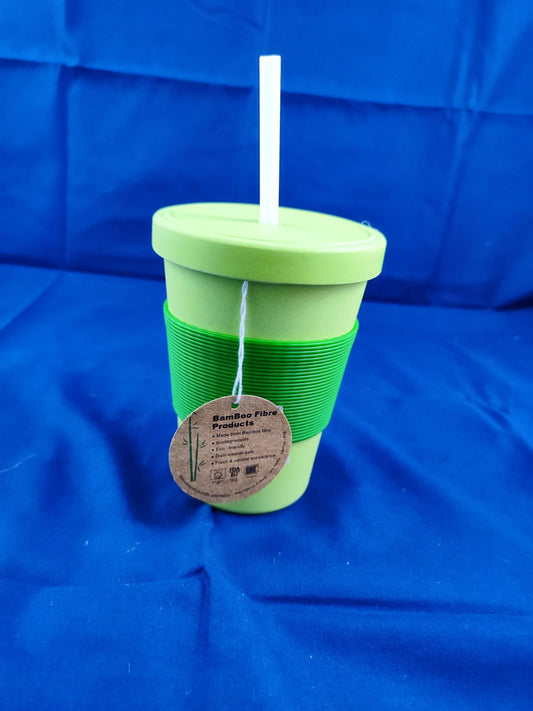 Restposten 15 x Bambusbecher mit Strohhalm 400ml