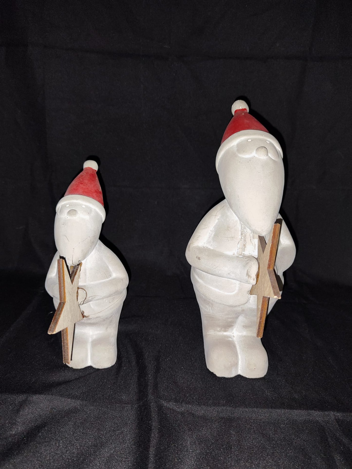 2er Set Niedlicher Beton Wichtel/Nikolaus mit Stern aus Holz, Weihnachtsmann,