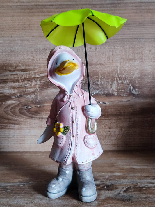 Deko-Ente Anni mit Regenschirm/ Polyresin/ Rosamantel/