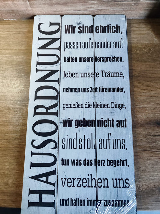 Beliebte Hausordnung/Holztafel, hochwertig, zum hinhängen