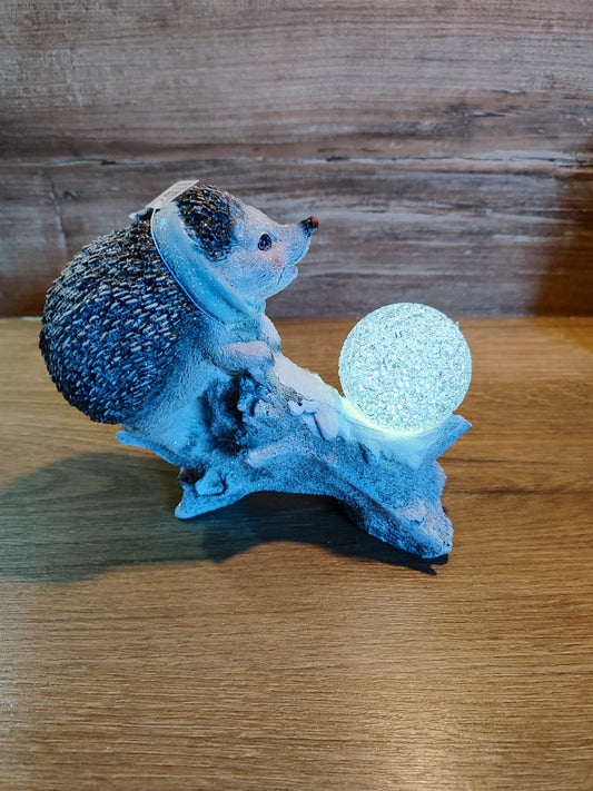 LED Winterigel auf Ast/ LED-Kugel/ Glitzer / 16cm/ Winter