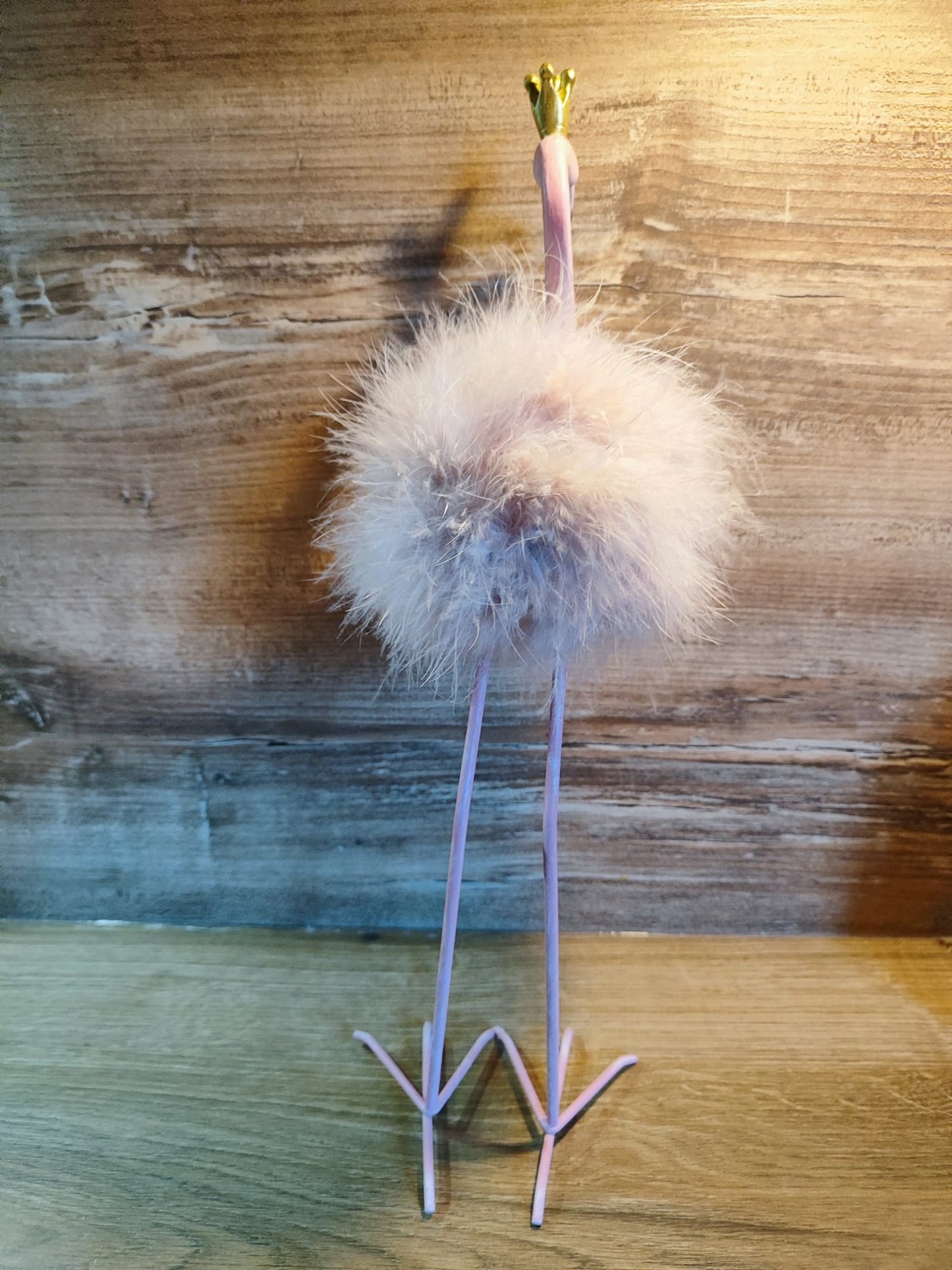 Großer Flamingo/ Rosa/Federn/Metall/Poly/Krone 43,5cm