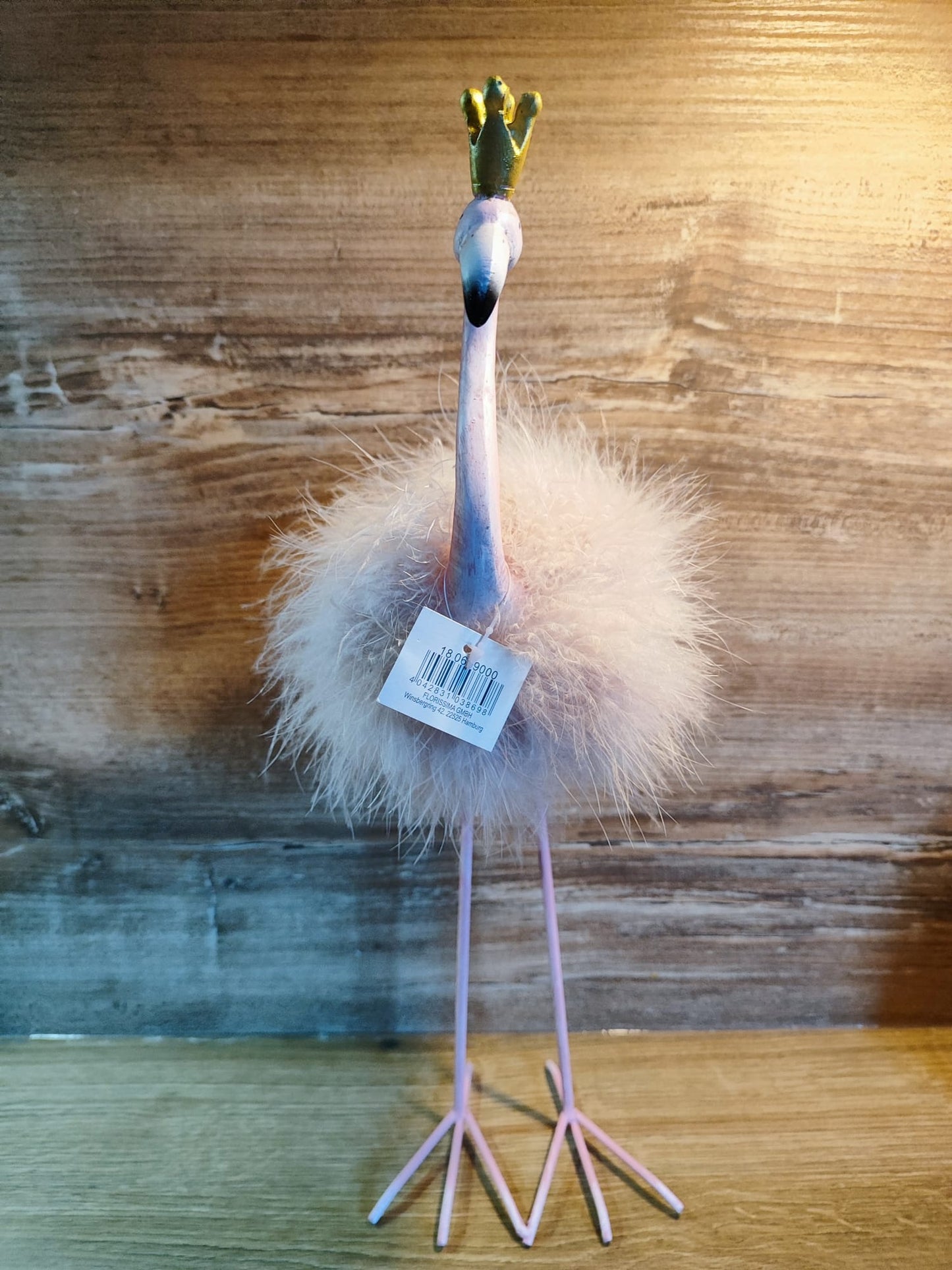 Großer Flamingo/ Rosa/Federn/Metall/Poly/Krone 43,5cm