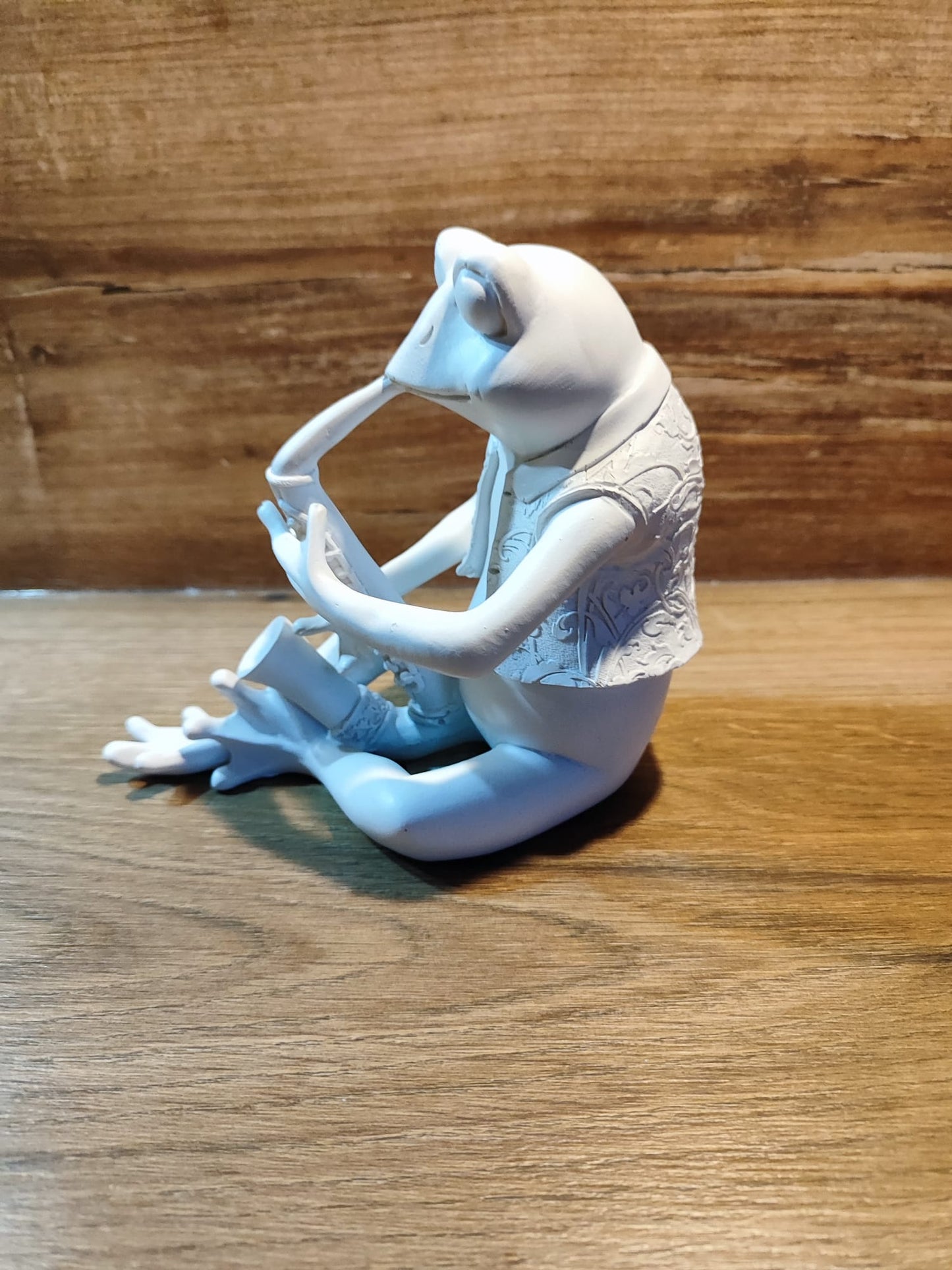 Frosch-Musik mit Saxophon/massiv/weiß/Poly/ sehr beliebt 14,5cm