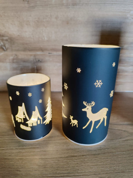 Winter LED-2er Set/ Wintergläser/ tolles Design/ schwarz/sehr beliebter Artikel