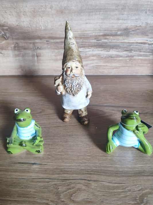 Yoga-Frösche Ilse und Bert/ 3er Set/ Zwerg mit Pilz/ perfekte Dekoration/