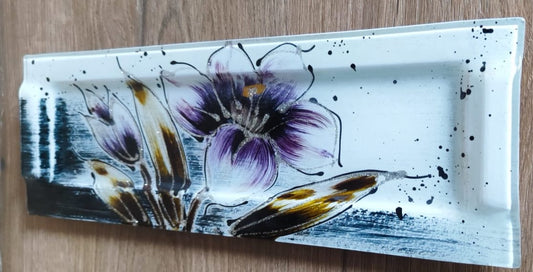 Lilie Glas-Platte/ Blumenmuster/Seyko/ 39cm/Lilie/Rechteck