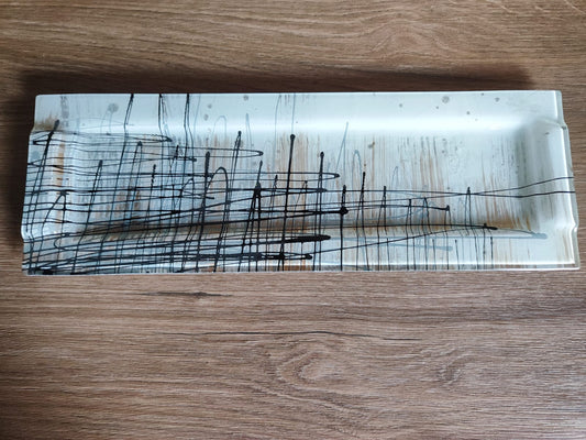 Glas-Platte/Abstraktikus/ schönes Design/ 38,5cm/Seyko/