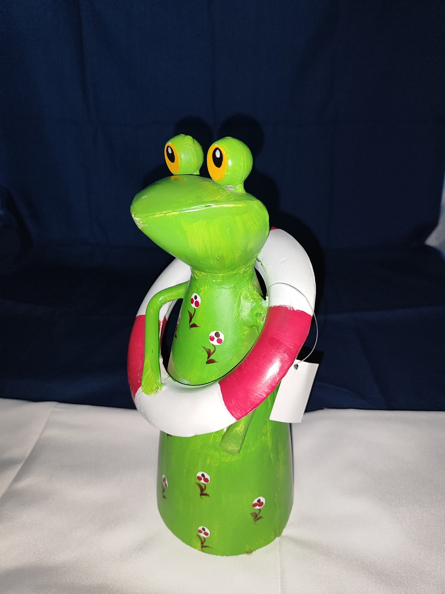 Frosch mit Schwimmring/ Metall 23cm