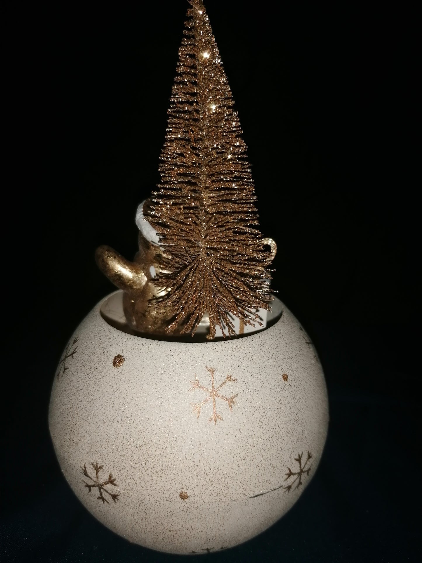 LED METALLKUGEL PINGUIN UND DEKO CREME GOLD größe 15 cm x 11 cm