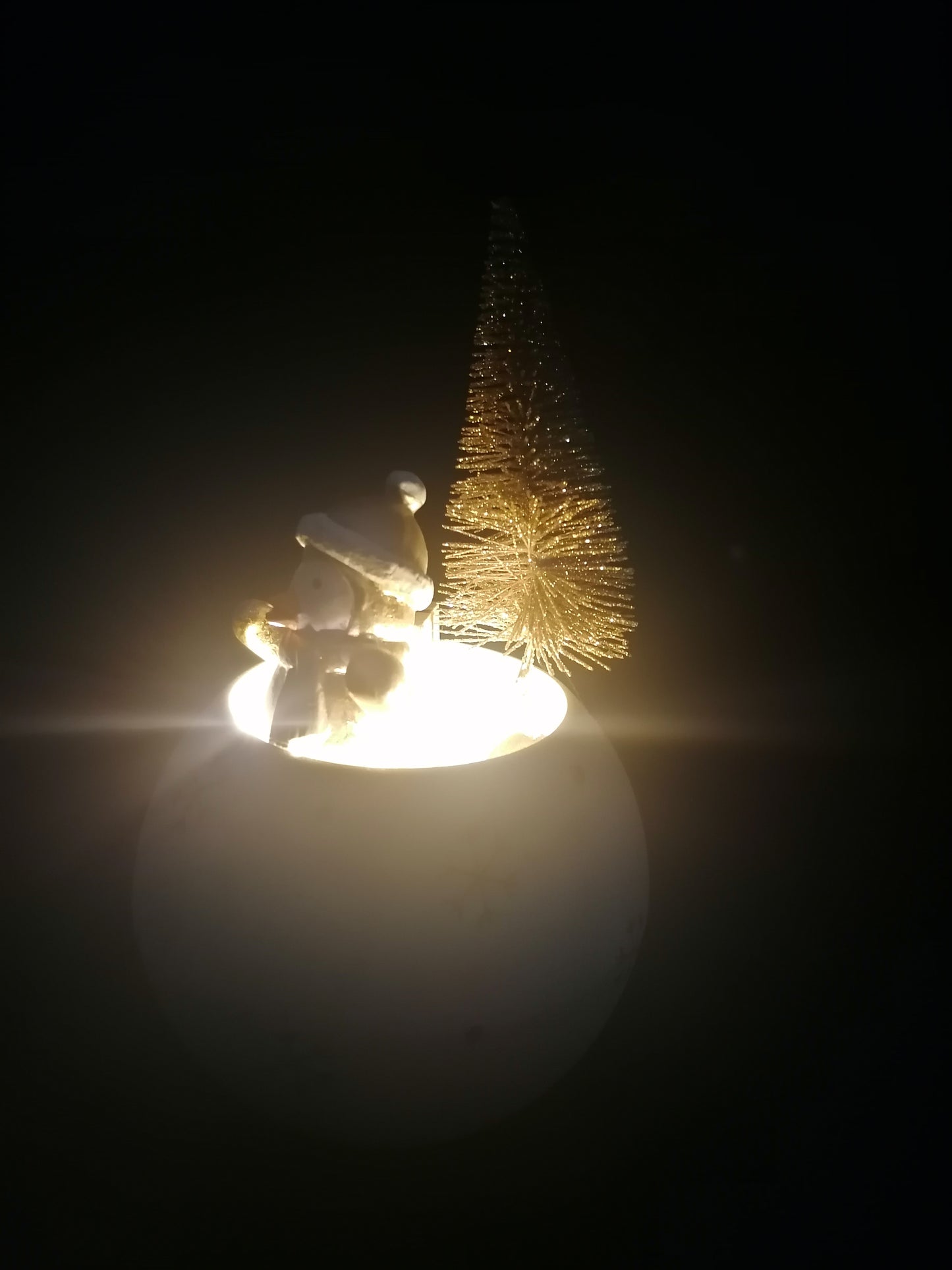 LED METALLKUGEL PINGUIN UND DEKO CREME GOLD größe 15 cm x 11 cm