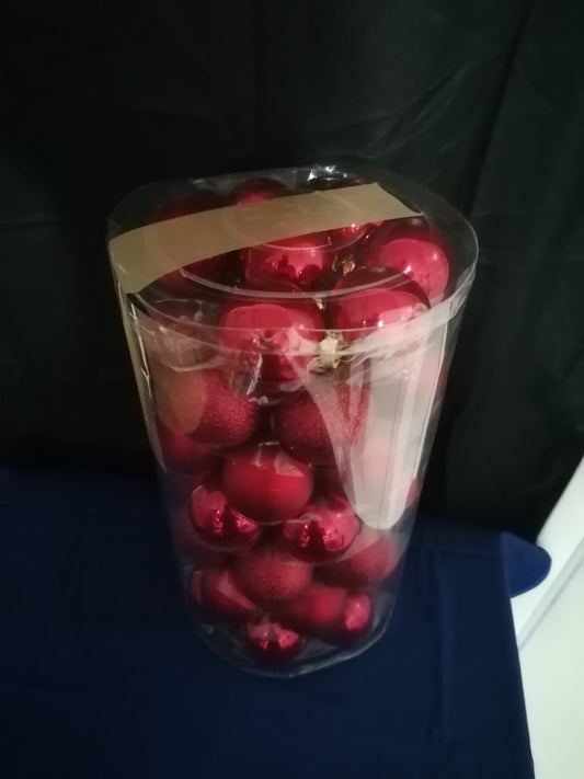 48 Stk Weihnachtskugeln Rot/Glitzer/Matt/ Glas/