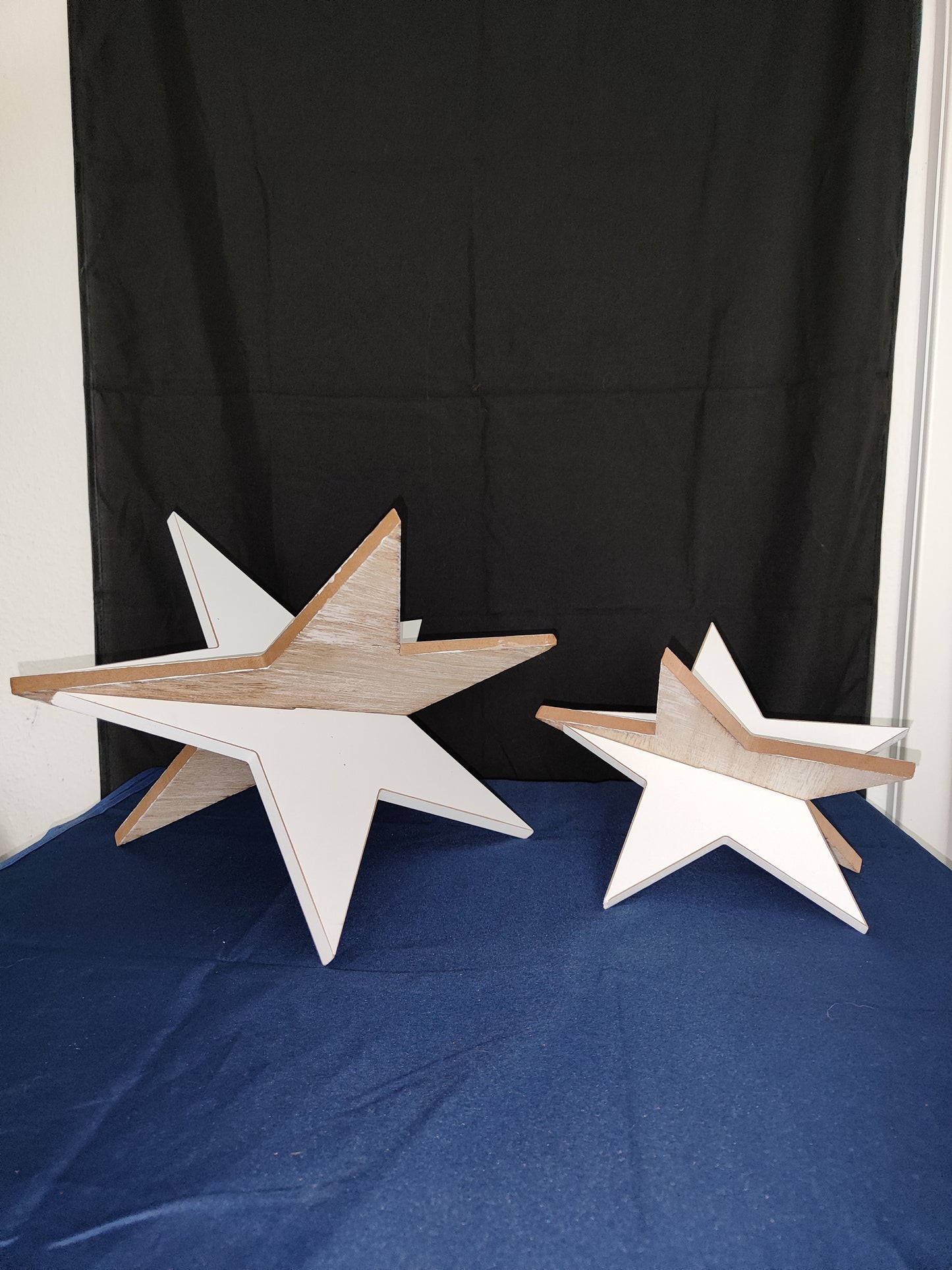 2er Set Holzsterne/ Aufstellen/ platzsparend verstauen/ Natur
