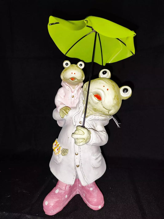 Mama Frosch Gerda mit Kind Frieda/ Regenschirm/Poly